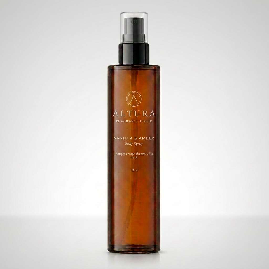 Vanilla Amber body spray bottle