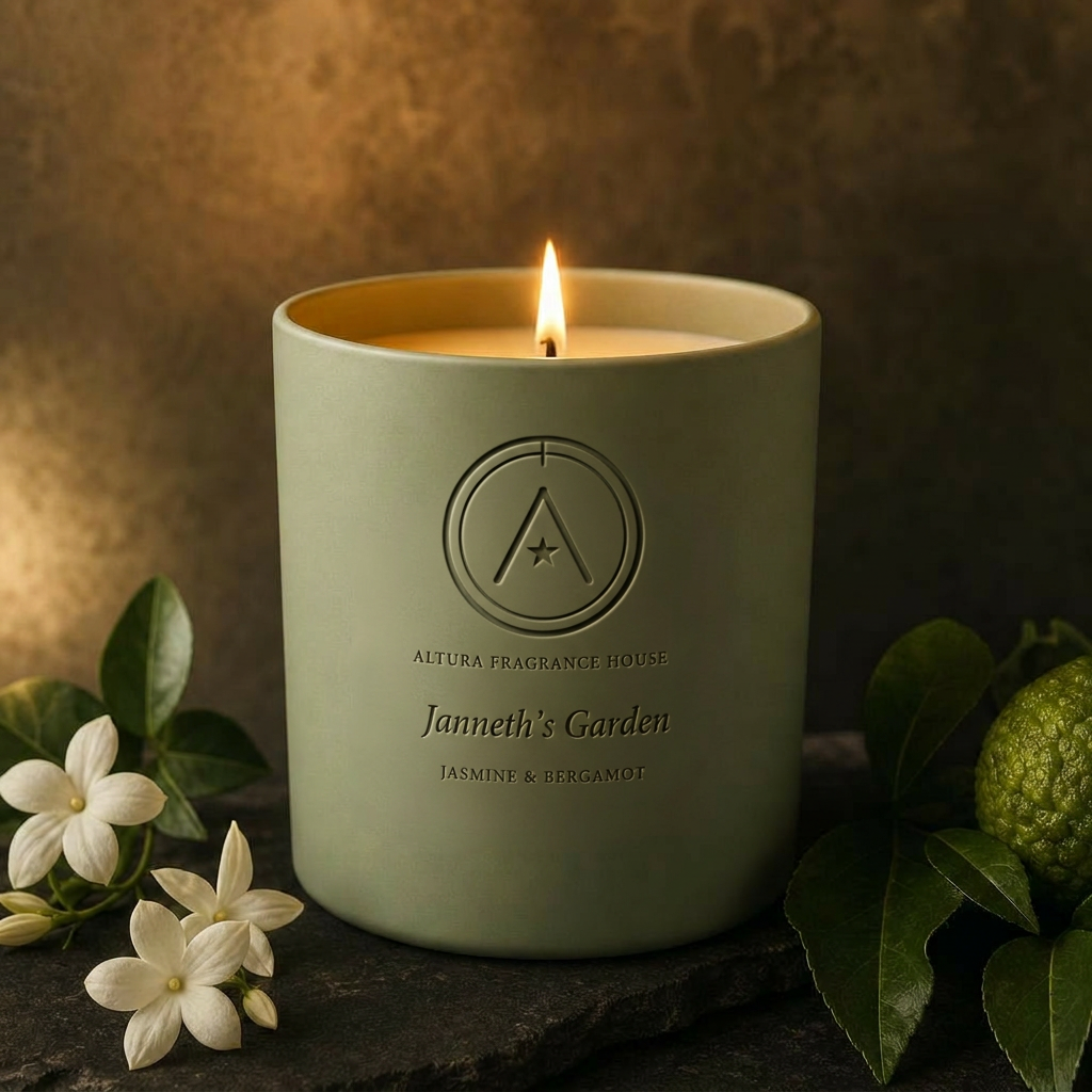 Janneth's Garden Jasmine & Bergamot palm wax candle