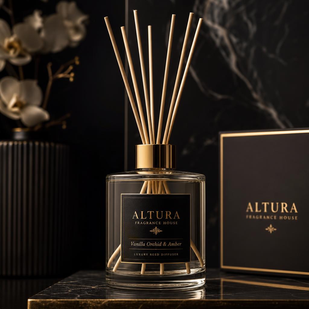 Vanilla Orchid & Amber reed diffuser bottle