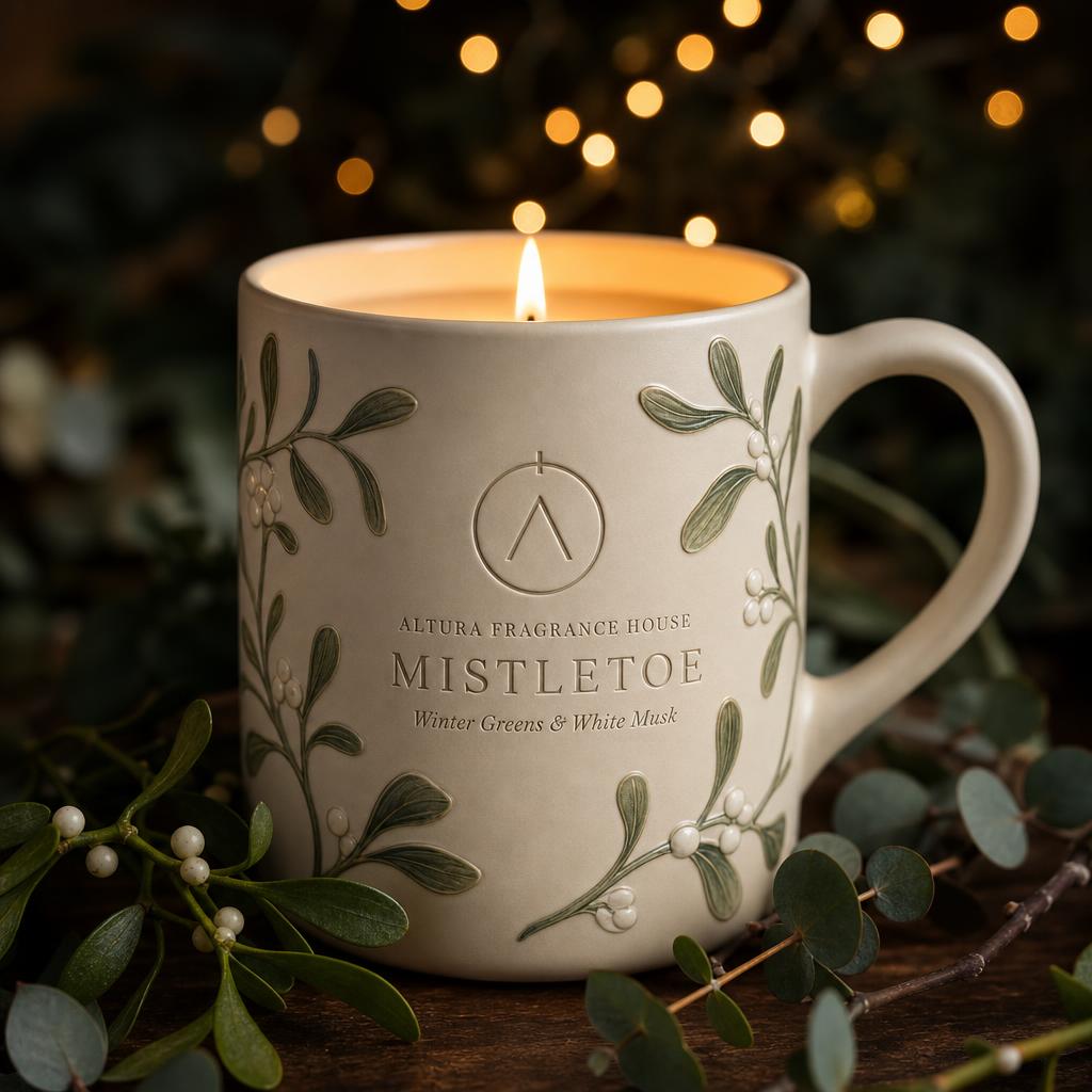 Mistletoe candle mug