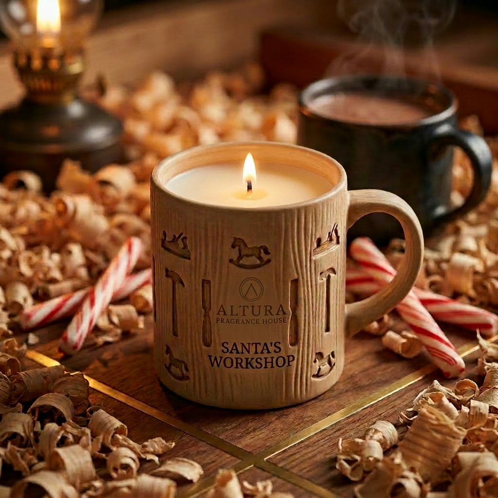 Santa's Workshop candle mug