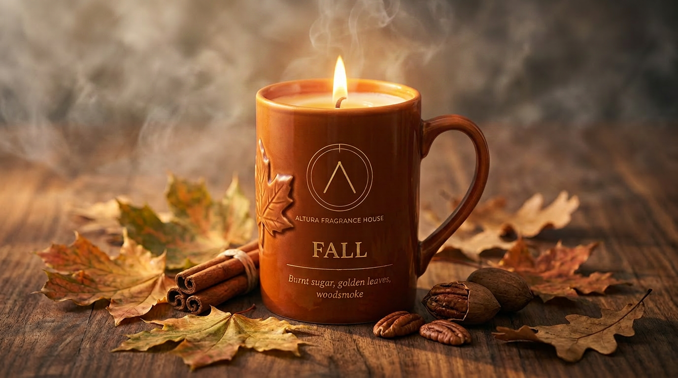 Fall seasonal candle mug by Altura Fragrance House