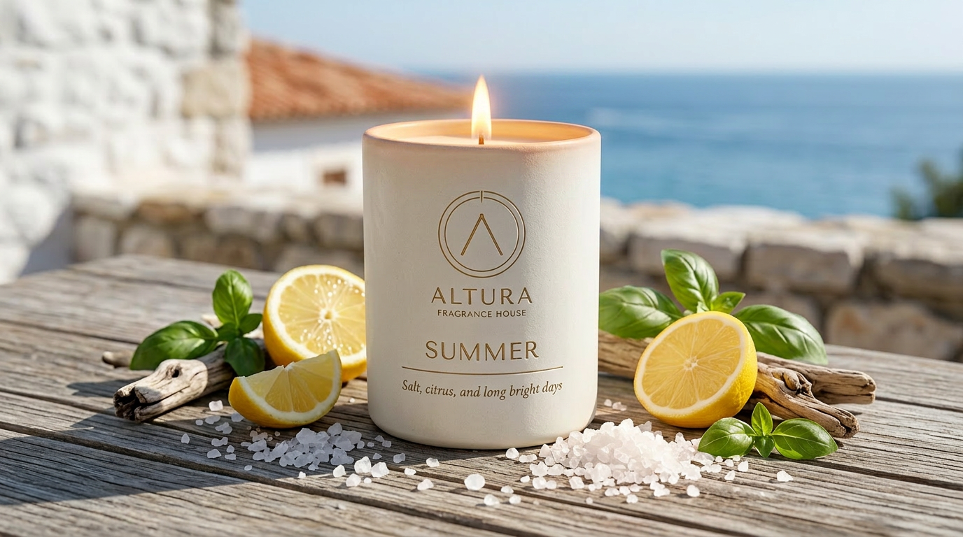 Summer seasonal candle mug by Altura Fragrance House
