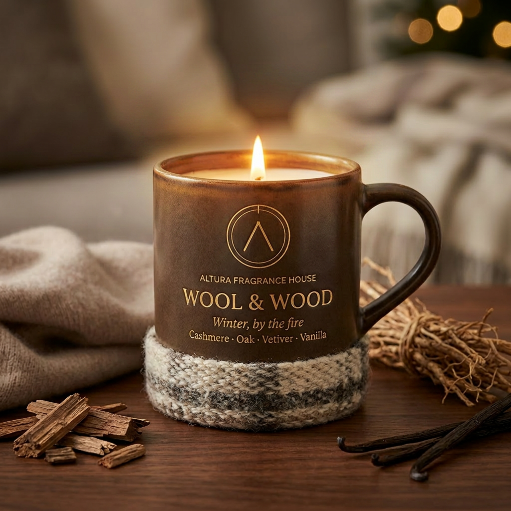 Wool & Wood candle mug